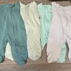Zip-Front One-Piece Sleepers in gender neutral colors - Set of 4 Premie